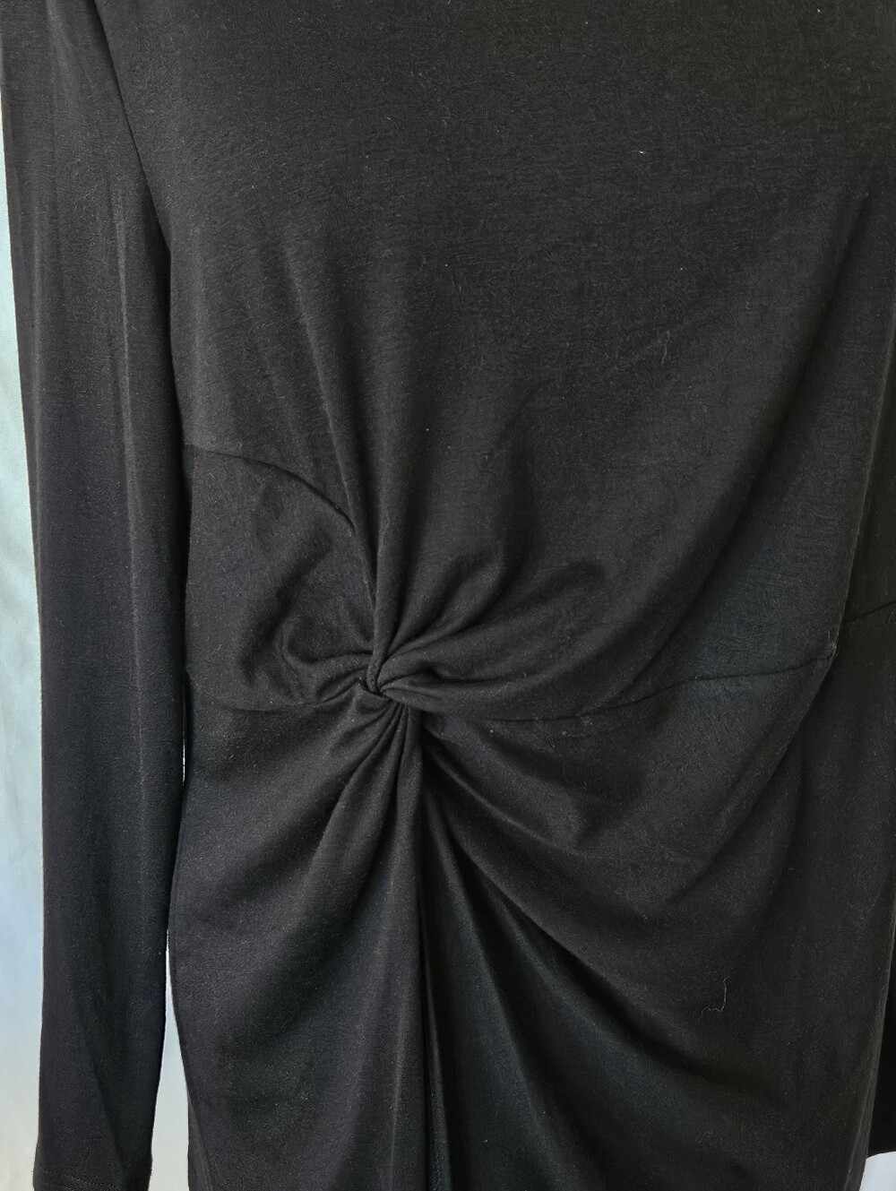 NWT Ladies' Black Side Drape, Long Sleeve Top. - Picture 3 of 9